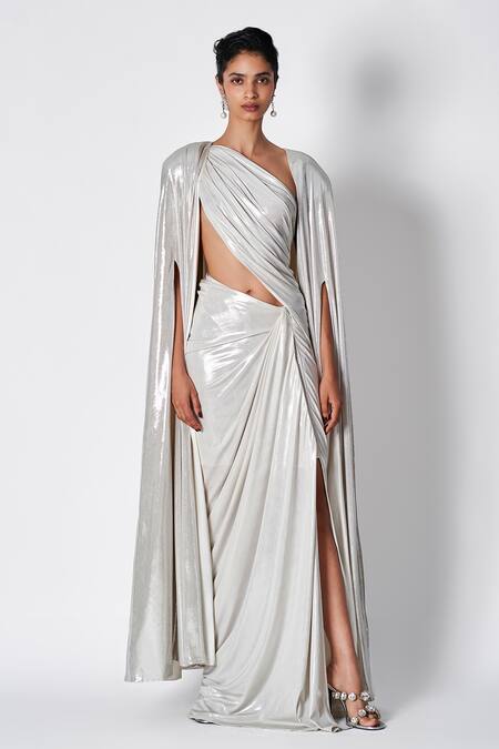 431-88 By Shweta Kapur White Long Slit Sleeve Rea Cape Online at Aza Fashions 431-88 By Shweta Kapur_White Long Slit Sleeve Rea Cape _Online_at_Aza_Fashions