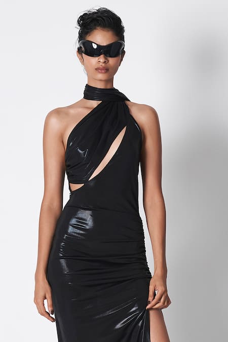 Buy 431-88 By Shweta Kapur Black Linen Asymmetric Cut Out Slee Draped Saree Gown Online at Aza Fashions Buy_431-88 By Shweta Kapur_Black Linen Asymmetric Cut Out Slee Draped Saree Gown _Online_at_Aza_Fashions