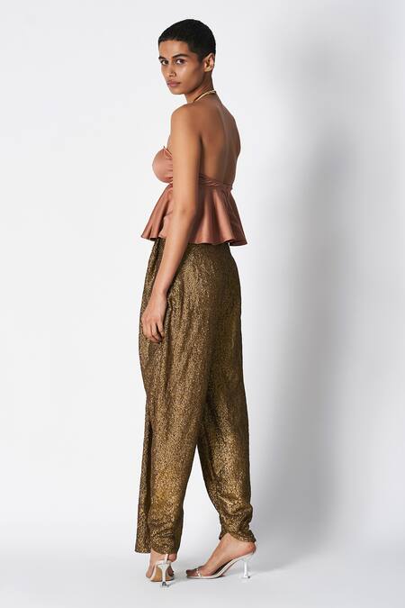 Shop_431-88 By Shweta Kapur_Green Sequins Shimmer Embellished Draped Vg Dhoti _Online_at_Aza_Fashions