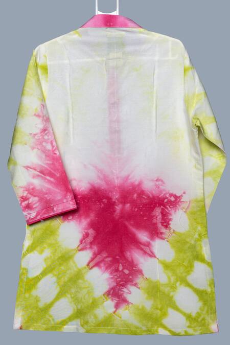 Buy_Para_Yellow Spun Silk Tie Dye Pattern Straight Kurta With Pant_Online_at_Aza_Fashions