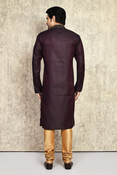 Arihant Rai Sinha Woven Embroidered Placket Kurta & Churidar Set 