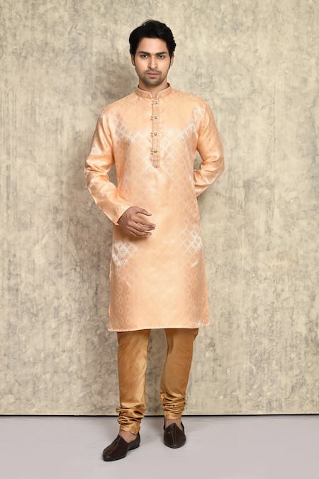 Arihant Rai Sinha Geometric Pattern Woven Kurta & Churidar Set 