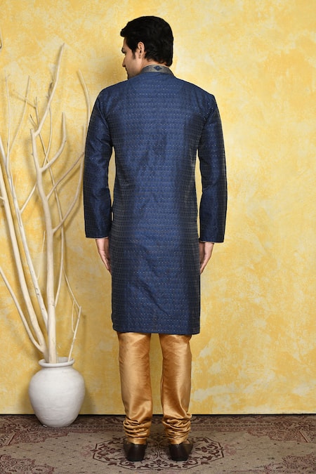 Arihant Rai Sinha Woven Embroidered Placket Kurta & Churidar Set 