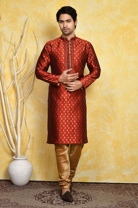 Arihant Rai Sinha Geometric Pattern Woven Kurta With Churidar 