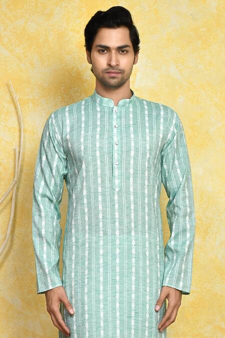 Shop Arihant Rai Sinha Green , Satin Stripe Pattern Kurta Set Online at Aza Fashions Shop_Arihant Rai Sinha_Green , Satin Stripe Pattern Kurta Set _Online_at_Aza_Fashions