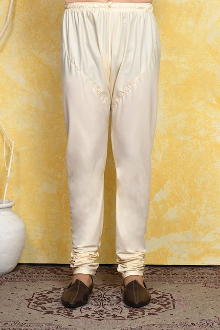 Arihant Rai Sinha_Yellow Silk Diamond Woven Kurta And Churidar Set _Online_at_Aza_Fashions