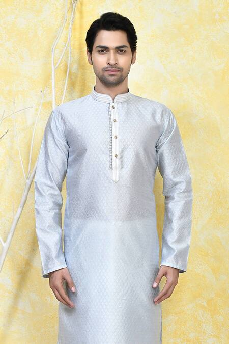 Buy Arihant Rai Sinha Grey Silk, Acrylic Embroidery Quad Crest Motif Resham Woven Kurta Set Online at Aza Fashions Buy_Arihant Rai Sinha_Grey Silk, Acrylic Embroidery Quad Crest Motif Resham Woven Kurta Set _Online_at_Aza_Fashions