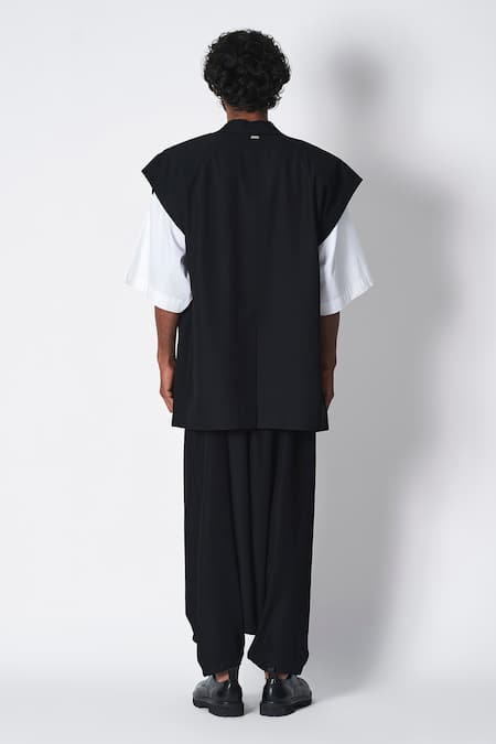 Shop 431-88 By Shweta Kapur Black Microfiber Plain Harrem Pant at Aza Fashions Shop_431-88 By Shweta Kapur_Black Microfiber Plain Harrem Pant _at_Aza_Fashions