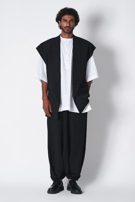 431-88 By Shweta Kapur Black Microfiber Plain Harrem Pant Online at Aza Fashions 431-88 By Shweta Kapur_Black Microfiber Plain Harrem Pant _Online_at_Aza_Fashions