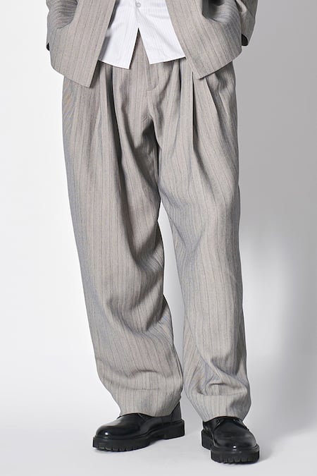 Buy 431-88 By Shweta Kapur Grey Wool Stripe Pattern Front Pleated Mil Pant Online at Aza Fashions Buy_431-88 By Shweta Kapur_Grey Wool Stripe Pattern Front Pleated Mil Pant _Online_at_Aza_Fashions