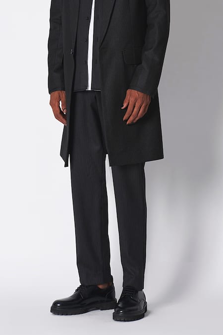 431-88 By Shweta Kapur Black Suede Striped Pattern Jogger Online at Aza Fashions 431-88 By Shweta Kapur_Black Suede Striped Pattern Jogger _Online_at_Aza_Fashions