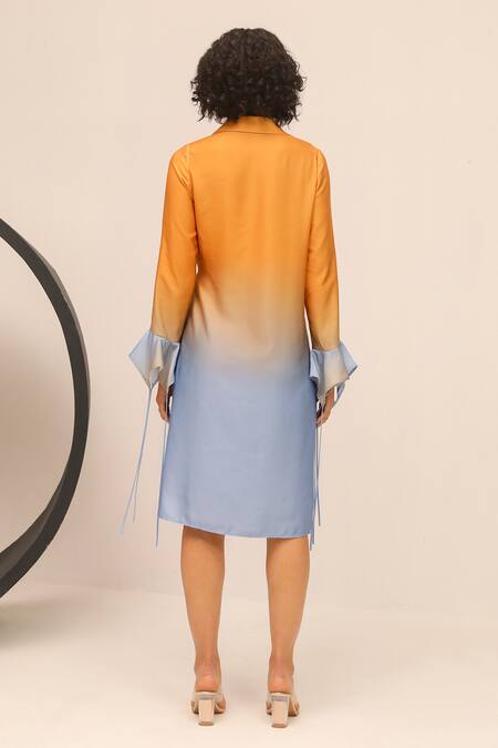 Shop Label Deepika Nagpal Yellow Satin Crystals Collared Donna Hand Embroidered Dress at Aza Fashions Shop_Label Deepika Nagpal_Yellow Satin Crystals Collared Donna Hand Embroidered Dress_at_Aza_Fashions