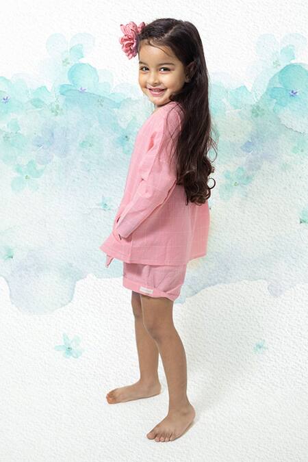 Buy Love The World Today Pink Handloom Cotton Shared Secrets Shirt With Shorts Buy_Love The World Today_Pink Handloom Cotton Shared Secrets Shirt With Shorts