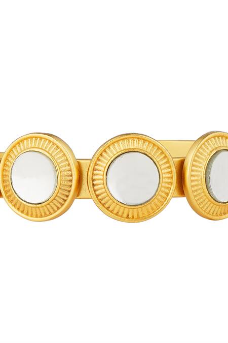 ZARIIN_White Stones Paro Studded Cuff Bracelet_Online_at_Aza_Fashions