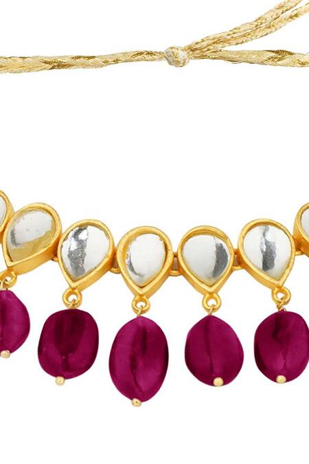 ZARIIN_Pink Jashn Stone Studded Choker_Online_at_Aza_Fashions