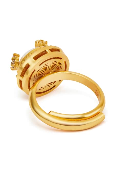 Buy_Aulerth X JJ Valaya_Gold Plated Crystals Opaline Hand Jewel _Online_at_Aza_Fashions