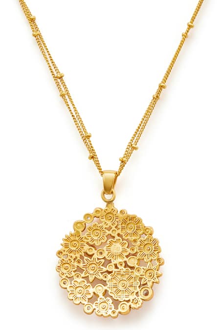 Aulerth X JJ Valaya Flower Cutwork Pendant Necklace 