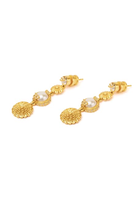 Aulerth X JJ Valaya Floral Cutwork Dangler Earrings 