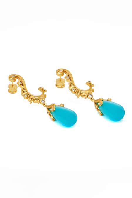 Aulerth X JJ Valaya Odeta Stone Drop Dangler Earrings 