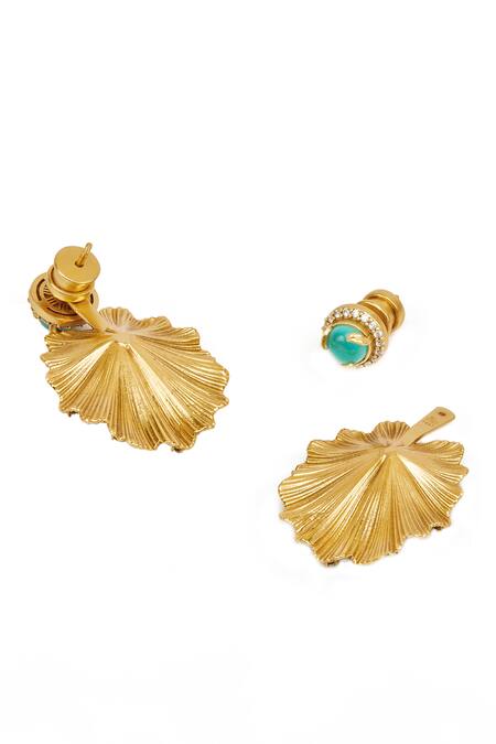 Aulerth X JJ Valaya_Gold Plated Stones Odeta Detachable Embellished Earrings _Online_at_Aza_Fashions