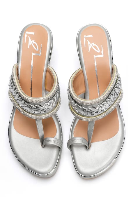 Nidhi Bhandari Braided Pattern Swarovski Embellished Kolhapuri Wedges 