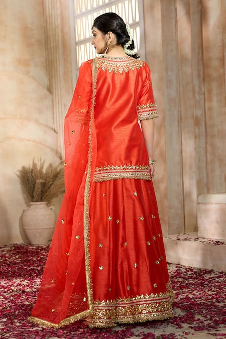 Preeti S Kapoor X AZA Flower Embroidered Kurta & Sharara Set 