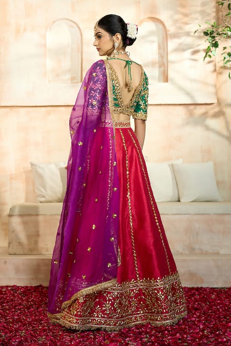 Preeti S Kapoor X AZA Gota Floral Vine Embroidered Lehenga Set 