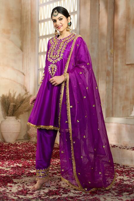 Buy Preeti S Kapoor X AZA Purple Viscose, Organza, Silk Gota Patti, Embroidery Round Short Anarkali Set Online at Aza Fashions Buy_Preeti S Kapoor X AZA_Purple Viscose, Organza, Silk Gota Patti, Embroidery Round Short Anarkali Set _Online_at_Aza_Fashions