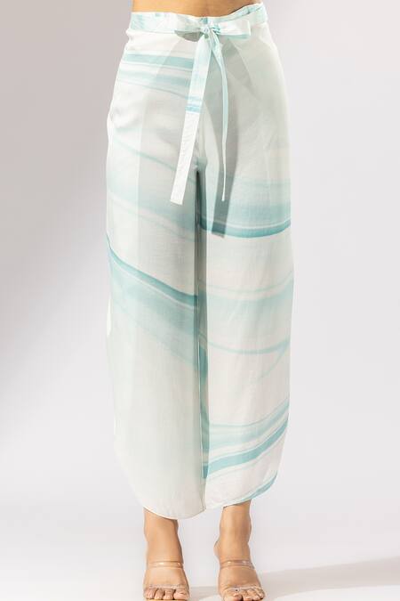 Thee Modern Roots Blue Silk Satin Collared Elements Of Nature Print Boxy Shirt And Pant Set Online at Aza Fashions Thee Modern Roots_Blue Silk Satin Collared Elements Of Nature Print Boxy Shirt And Pant Set _Online_at_Aza_Fashions