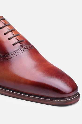 Shop_Hats Off Accessories_Brown Solid Oxford Shoes_Online_at_Aza_Fashions