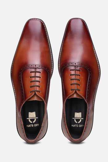 Buy_Hats Off Accessories_Brown Solid Oxford Shoes