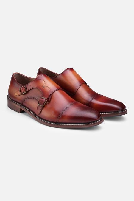 Hats Off Accessories_Brown Designer Monk Strap Shoes_Online_at_Aza_Fashions