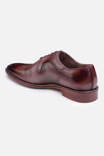 Buy_Hats Off Accessories_Brown Genuine Leather Plain Oxford Shoes_Online_at_Aza_Fashions