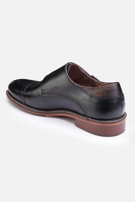 Buy_Hats Off Accessories_Black Genuine Leather Monk Strap Shoes_Online_at_Aza_Fashions