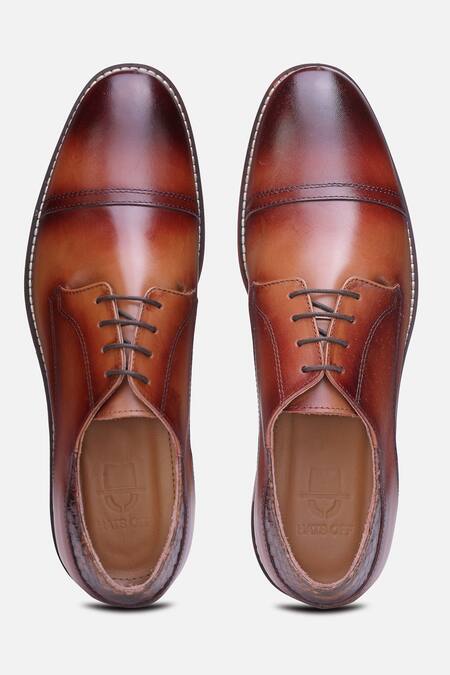 Buy_Hats Off Accessories_Brown Solid Genuine Leather Derby Shoes