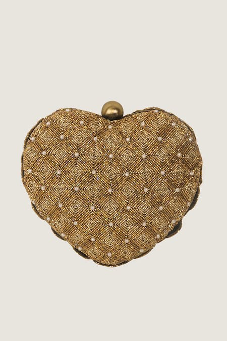 Doux Amour Heart-Shaped Embroidered Clutch