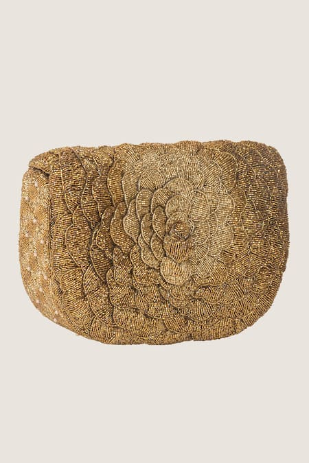 Buy Doux Amour Gold Embroidered Clutch Online at Aza Fashions Buy_Doux Amour_Gold Embroidered Clutch _Online_at_Aza_Fashions