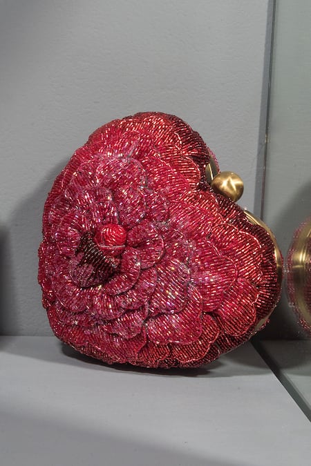 Doux Amour Heart-Shaped Embroidered Clutch 
