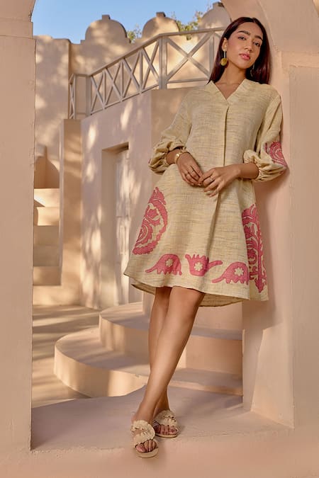 House Of Fett Bengal Blossom Patchwork Midi Dress 