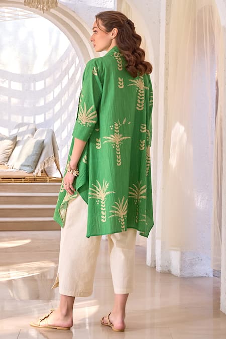 House Of Fett Palm Island Print Overlay Jacket Pant Set 