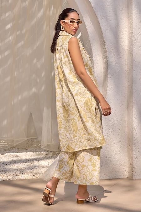 House Of Fett Adele Vintage Fleur Print Jacket Flared Pant Set 