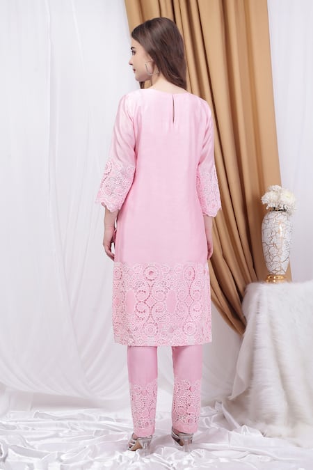 House Of Tushaom Lace Embroidered Kurta With Pant 
