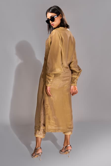 Shruti S Hand Embroidered Kaftan & Trouser Set 