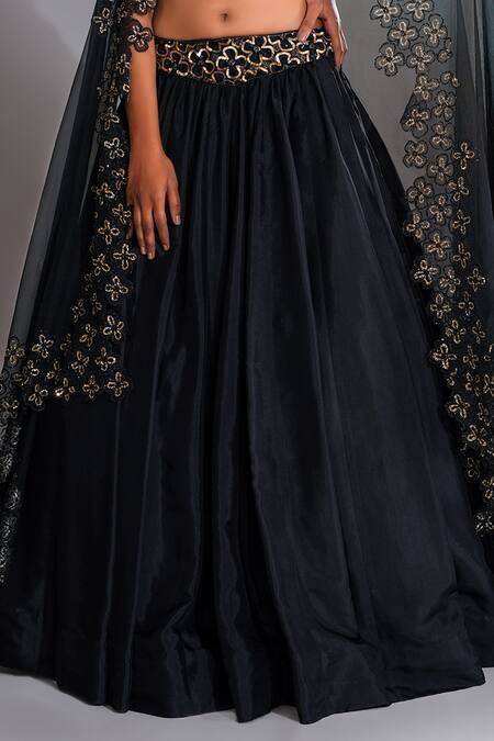 Buy Shruti S Black Silk, Organza Sequins, Embroidery, Cut Work Bandeau Blouse Lehenga Set Online at Aza Fashions Buy_Shruti S_Black Silk, Organza Sequins, Embroidery, Cut Work Bandeau Blouse Lehenga Set _Online_at_Aza_Fashions