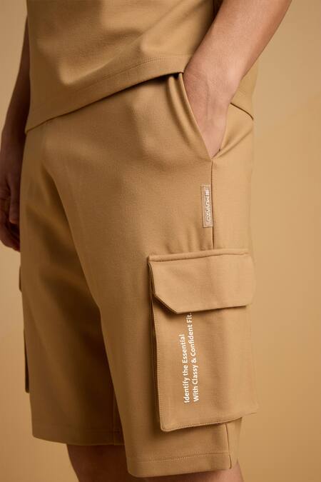 Buy Muvazo Brown Cotton, Polyester Caramel Knee Length Shorts Online at Aza Fashions Buy_Muvazo_Brown Cotton, Polyester Caramel Knee Length Shorts _Online_at_Aza_Fashions