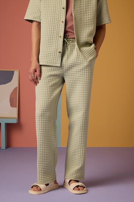 Shop_Muvazo_Green Hemp Cabana Opulence Pant _Online_at_Aza_Fashions