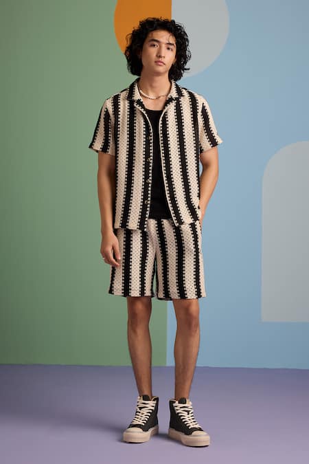 Shop_Muvazo_Black Cotton Ebony Edge Crochet Shirt _Online_at_Aza_Fashions