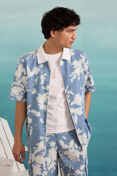 Muvazo Abstract Pattern Blue Jacket 