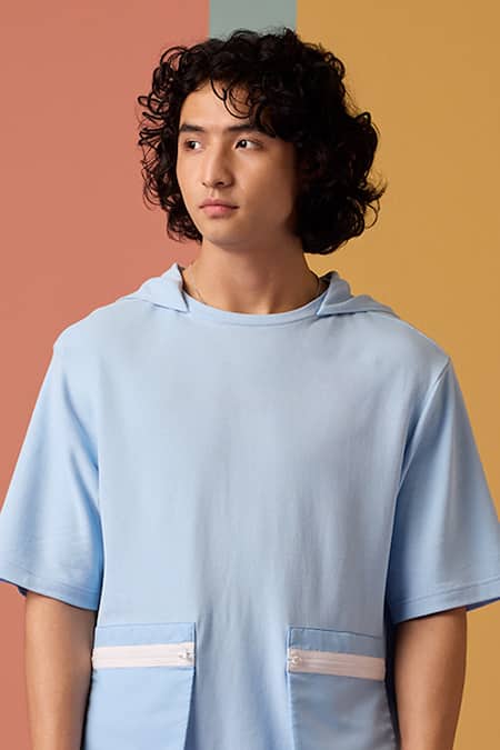 Buy_Muvazo_Blue Cotton Day Break Horizon Tee _Online_at_Aza_Fashions