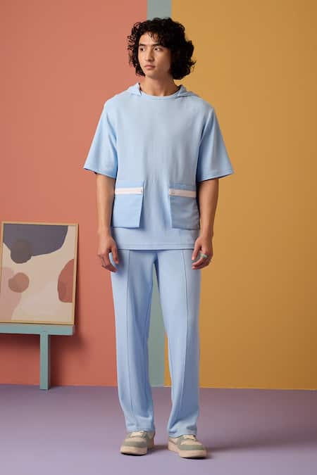 Shop_Muvazo_Blue Cotton Day Break Horizon Tee _Online_at_Aza_Fashions